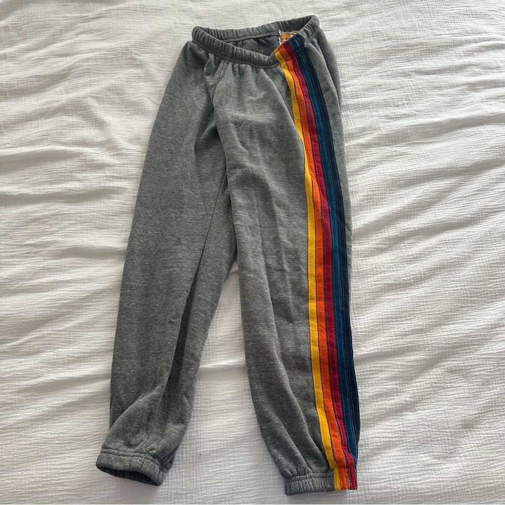 AVIATOR NATION Heather Grey 5 Stripe  Sweatpants Size Medium - Picture 8 of 8